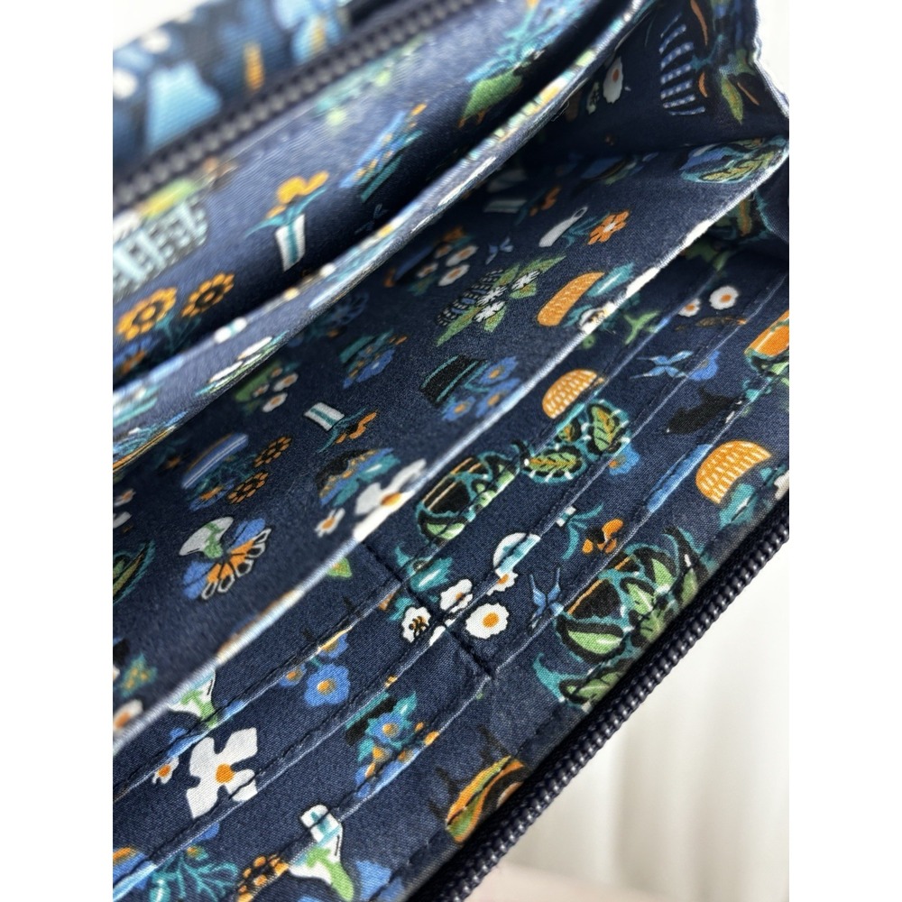 Vera Bradley Floral Zip Around Wallet in Navy Teal Green - Picture 6 of 9